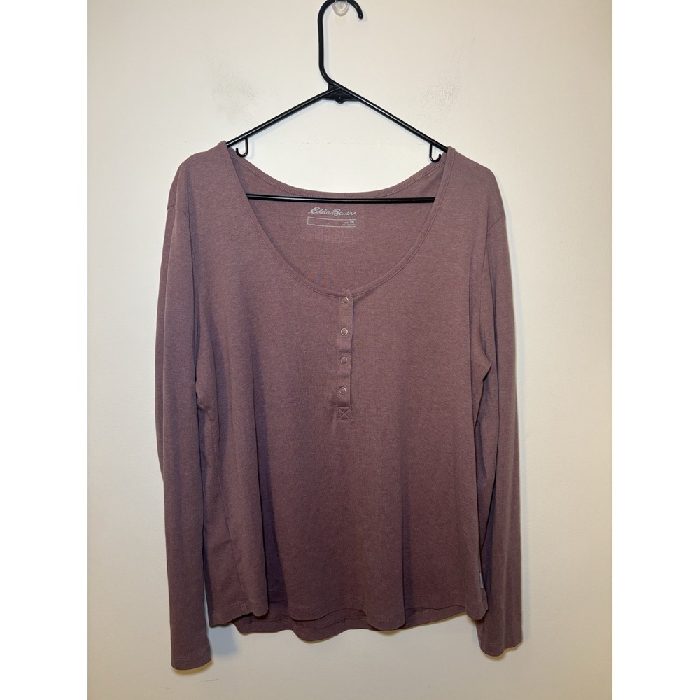 Eddie Bauer Women's 2XL Long Sleeve Mauve Button Snaps